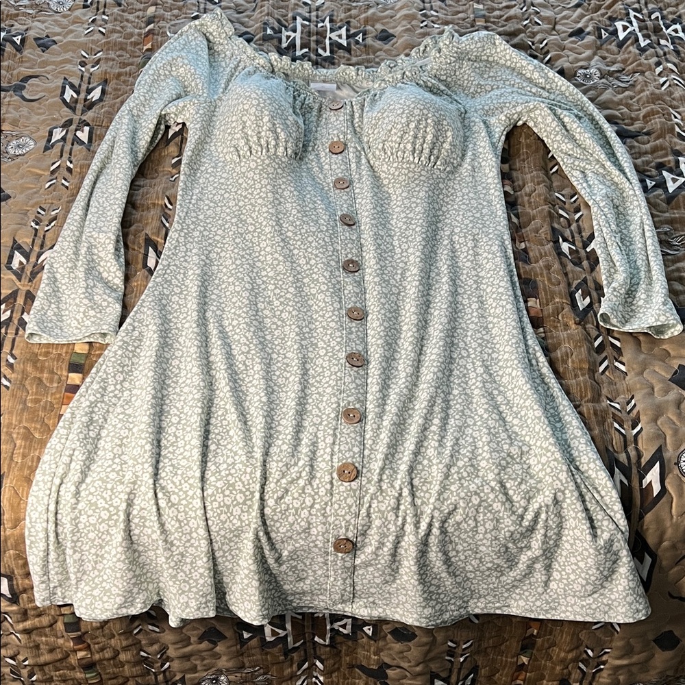 No Boundaries Green Long Sleeve Dress